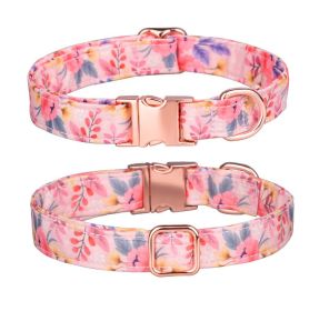 Sunflower pet collar cotton breathable dog collar pet supplies wholesale (colour: flowers, size: S width 1.5 adjustment 26-42cm)