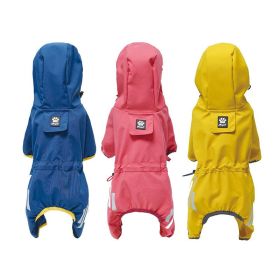 Small dog raincoat; body full surrounding; waterproof poncho pet clothes; with tow holes in the back (colour: Lake blue, size: 2XL (recommended weight is 11-15kg))