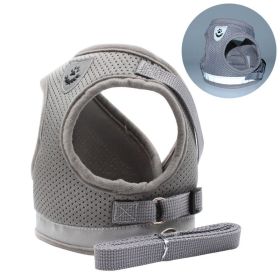 dog Harnesses and dog leash set; Pet Chest Strap Vest Dog Towing Rope Reflective Breathable Dog Rope Pet Supplies Wholesale (Specification (L * W): M, colour: silver grey)