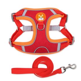 dog Harnesses and dog leash set; Pet Chest Strap Vest Dog Strap Small Dog Rope Wholesale Reflective Dog Towing Rope (Specification (L * W): XL, colour: red)