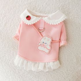 Dog Carrot Rabbit Lapel Sweater Thin Clothes (Option: Pink Rabbit-XL)