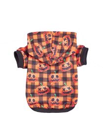 Pet Clothes Small And Medium Sized Dog Cat Pet Halloween Pumpkin Belt (Option: Plaid Pumpkin-L)